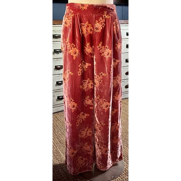 Anthropologie Hutch Burnout Velvet Floral Pants Trousers M